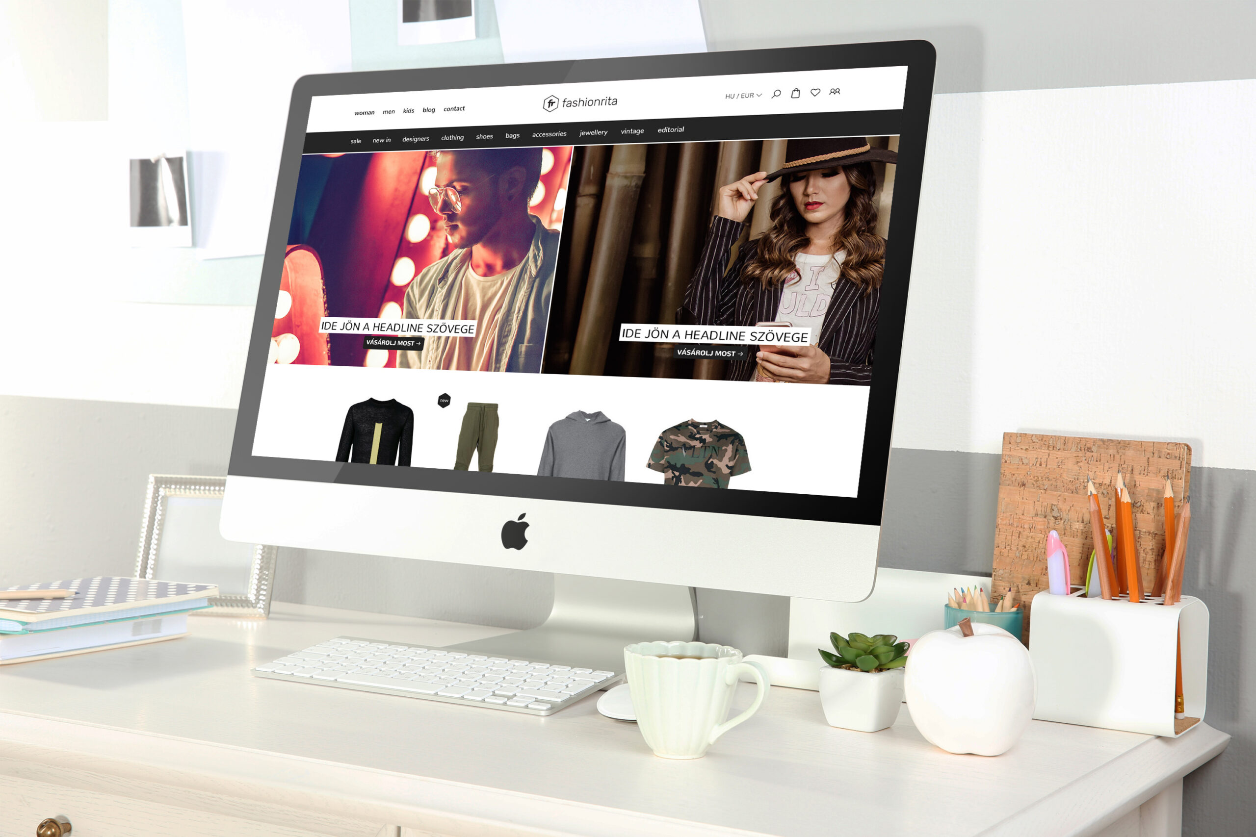 mockup_imac_2018_fashionrita_home webshop tervezés - fashionrita - responsive